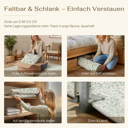 Grüner Wohnzimmerteppich 200x300cm – Waschbar & Rutschfest