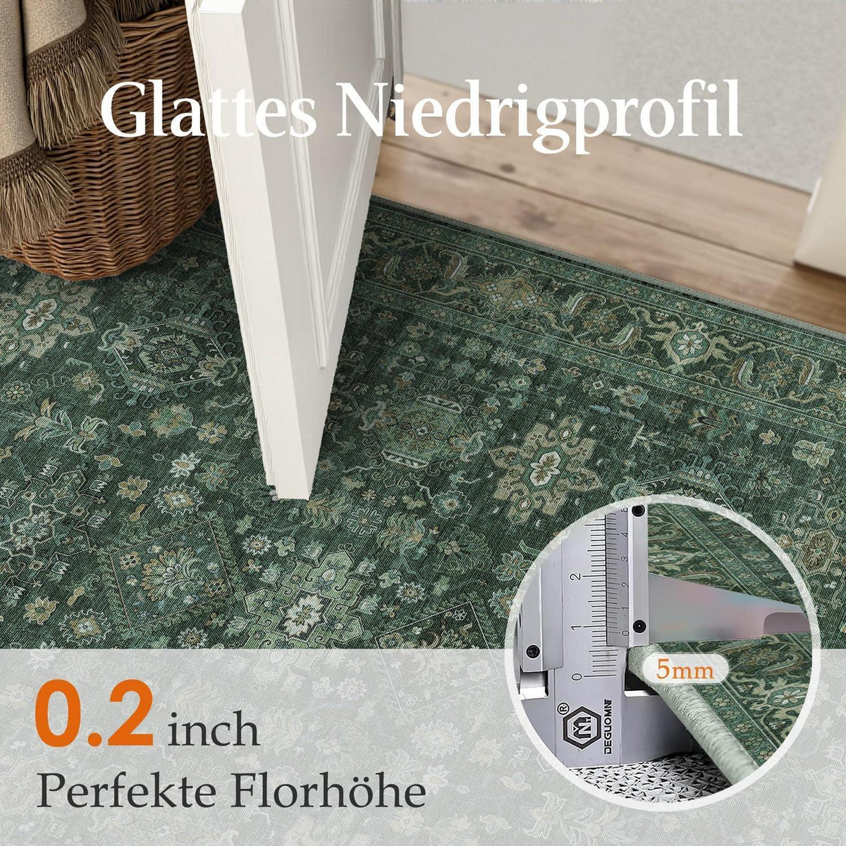 Vintage Teppich Grün 160x230cm - Rechteckiger Wohnzimmerteppich