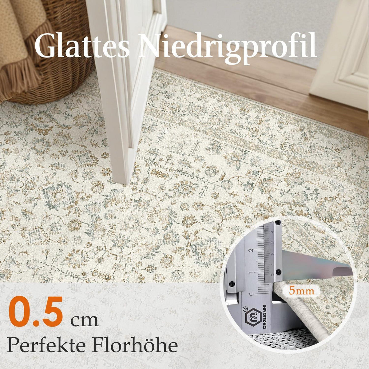 Waschbarer Teppich Wohnzimmer 160x230cm Teebraun Light