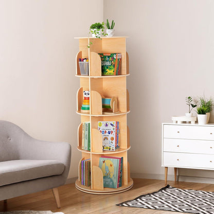 Drehbares Bücherregal Holz 4 Etagen – Eckregal 360°