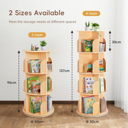 Drehbares Bücherregal Holz 4 Etagen – Eckregal 360°