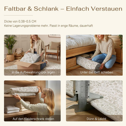 Creme Teppich Wohnzimmer 200x300cm – Waschbar & Rutschfest