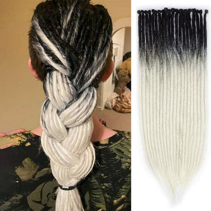 24 Zoll Dreadlock Extensions – Handgefertigte Locs Schwarz zu Platin