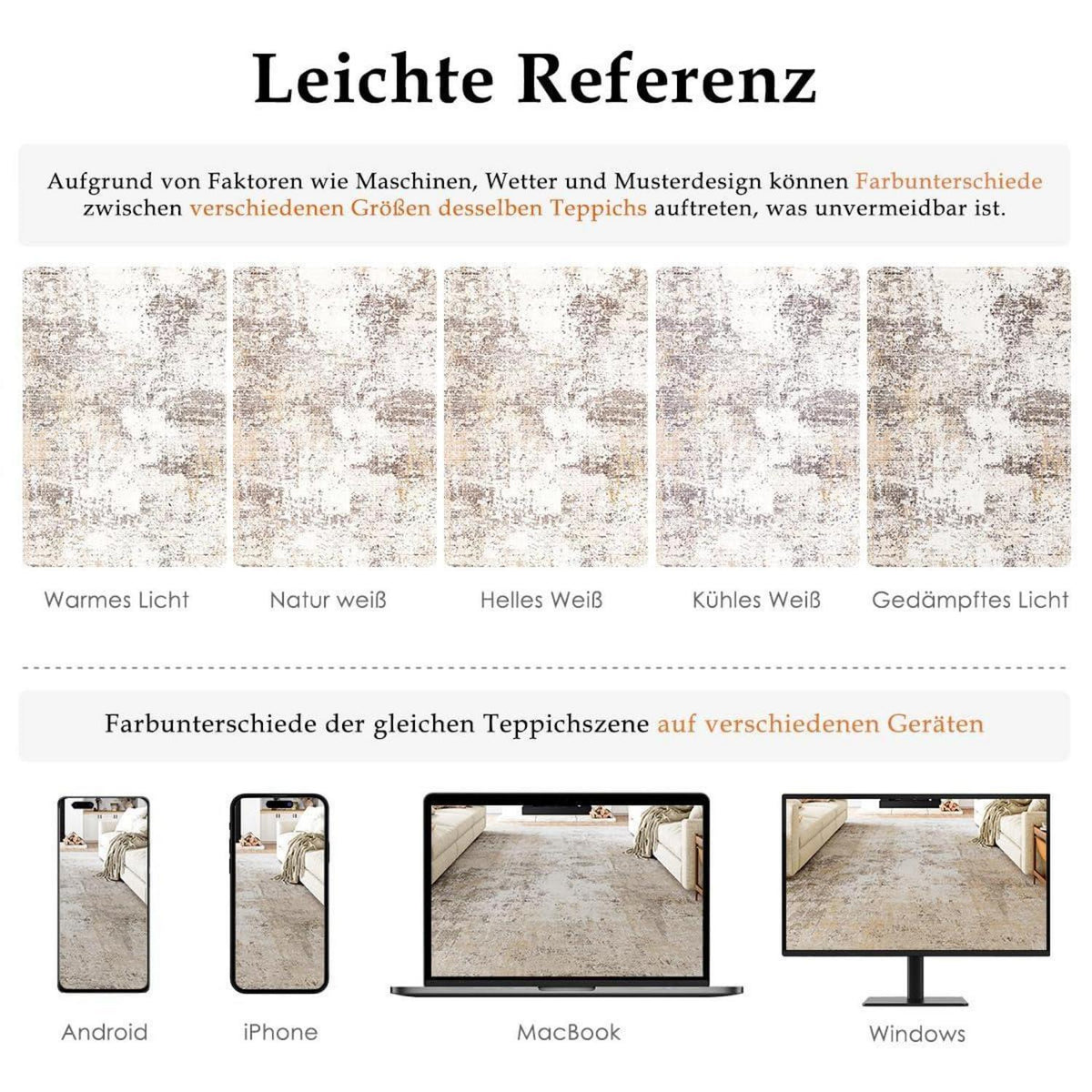 Läufer Flur Teppich Beige Grau 80x400cm Waschbar Modern