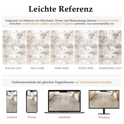 Läufer Flur Teppich Beige Grau 80x400cm Waschbar Modern
