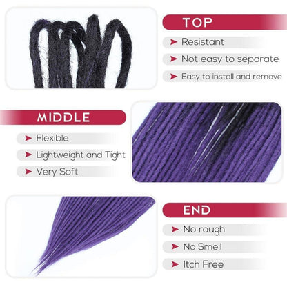24 Zoll Dreadlock Extensions – Handgefertigte Locs Schwarz Lila