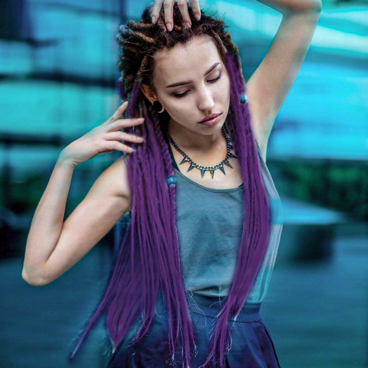 24 Zoll Dreadlock Extensions – Handgefertigte Locs Schwarz Lila