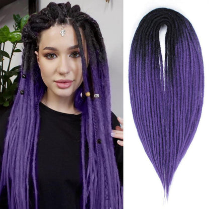 24 Zoll Dreadlock Extensions – Handgefertigte Locs Schwarz Lila