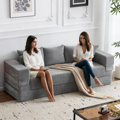 Schlafsofa 200x140cm mit 5 Kissen – Grau, Bequem & Flexibel