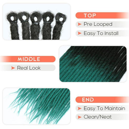 24 Zoll Dreadlock Extensions Schwarz-Grün, Handgefertigt