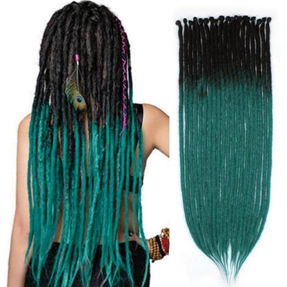 24 Zoll Dreadlock Extensions Schwarz-Grün, Handgefertigt