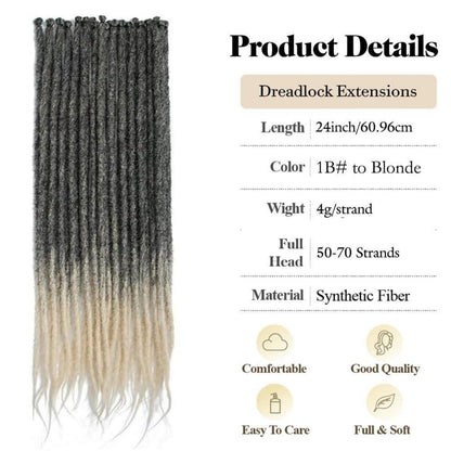 24 Zoll Dreadlock Extensions – Handgefertigte Locs Schwarz Blond