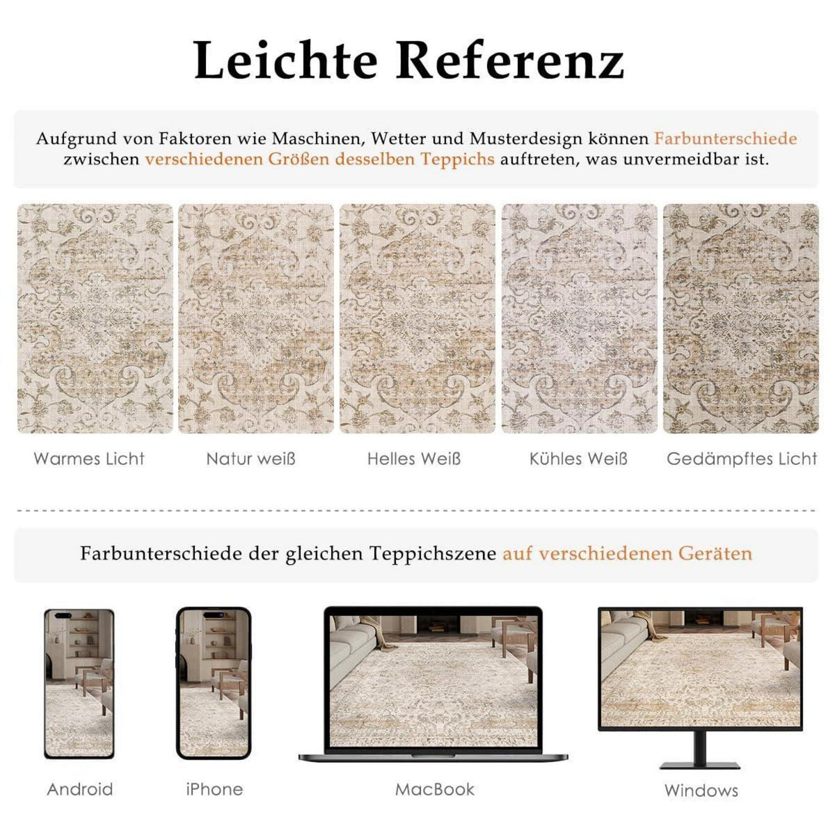 Runder Vintage Teppich 180cm Beige Waschbar – Distressed Design