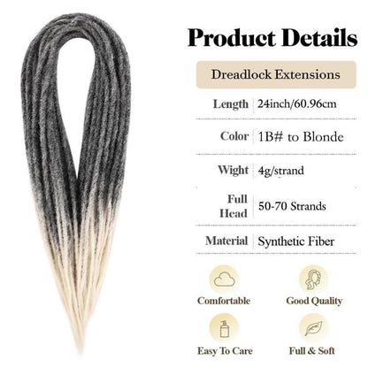 24 Zoll Dreadlock Extensions Schwarz Blond, Handgefertigt