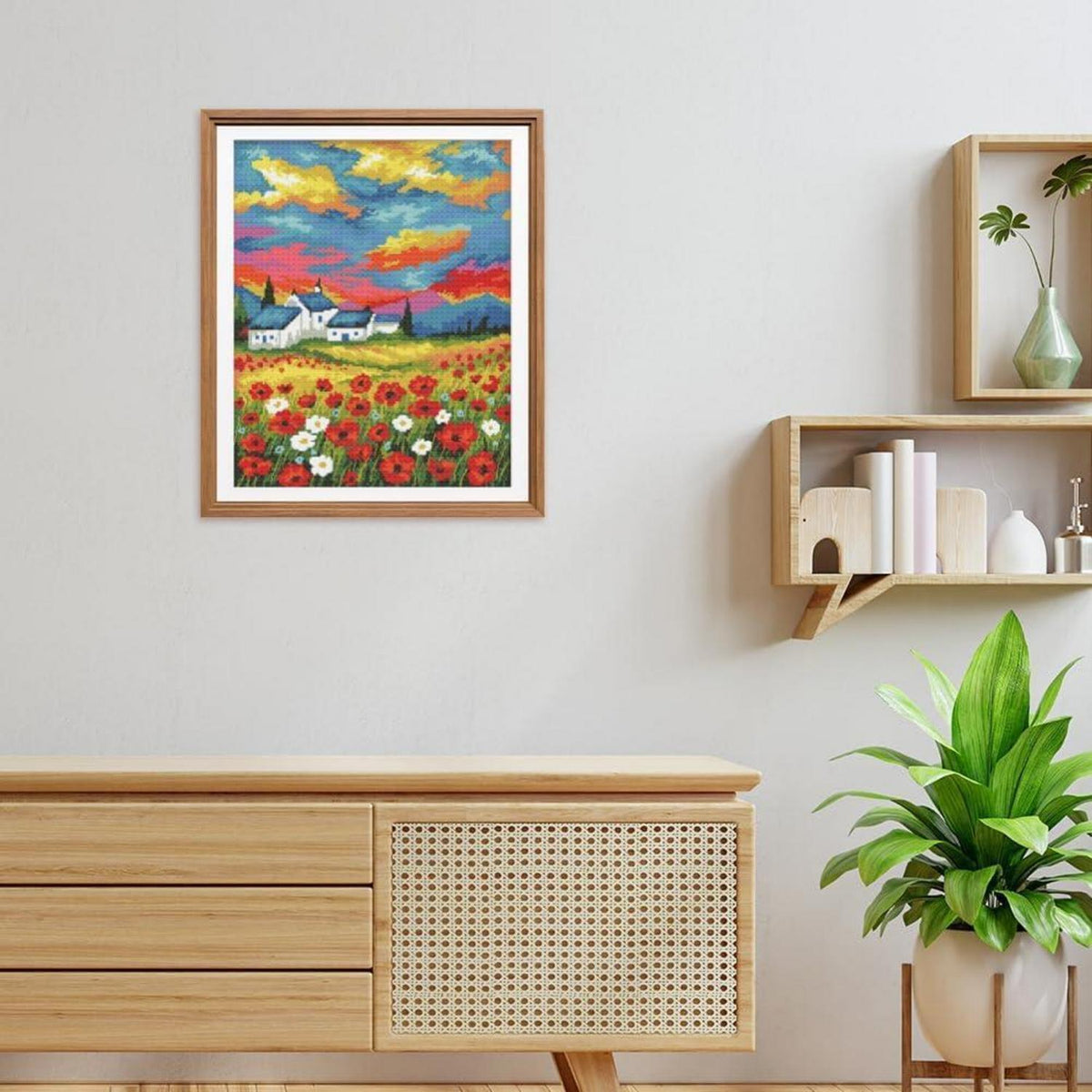 Kreuzstich Set Blumenmotiv 40x50cm – Vorgedruckt für Anfänger