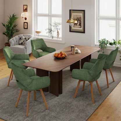 Drehbarer Esszimmerstuhl Set (4x) – Grün mit Holzbeinen