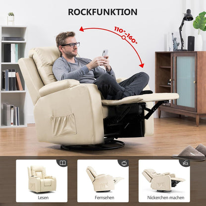 Relaxsessel mit Verstellbarer Rückenlehne & Fußstütze, Weiß