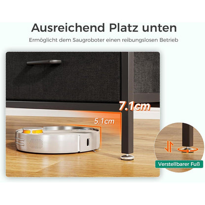 Kommode mit 7 Stoffschubladen, Stahlrahmen, Schwarz