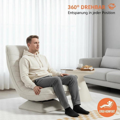 Verstellbarer Bodenstuhl Relaxsessel Beige – 360° Drehbar & Klappbar