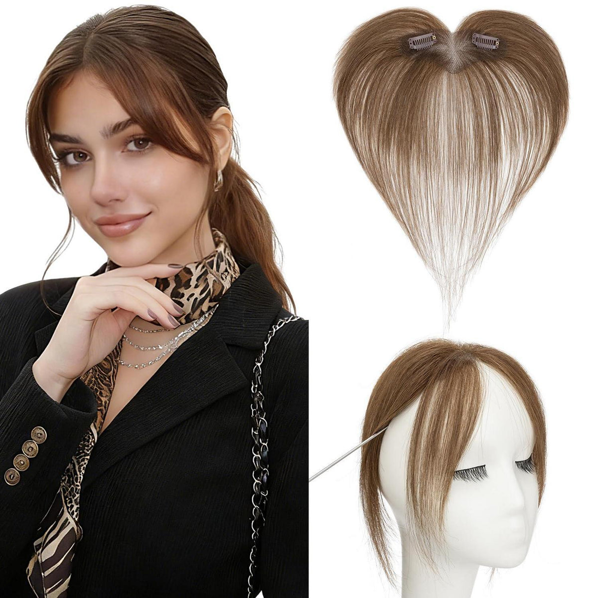Clip-in Pony Echthaar – Mittelbraun #04 & #4