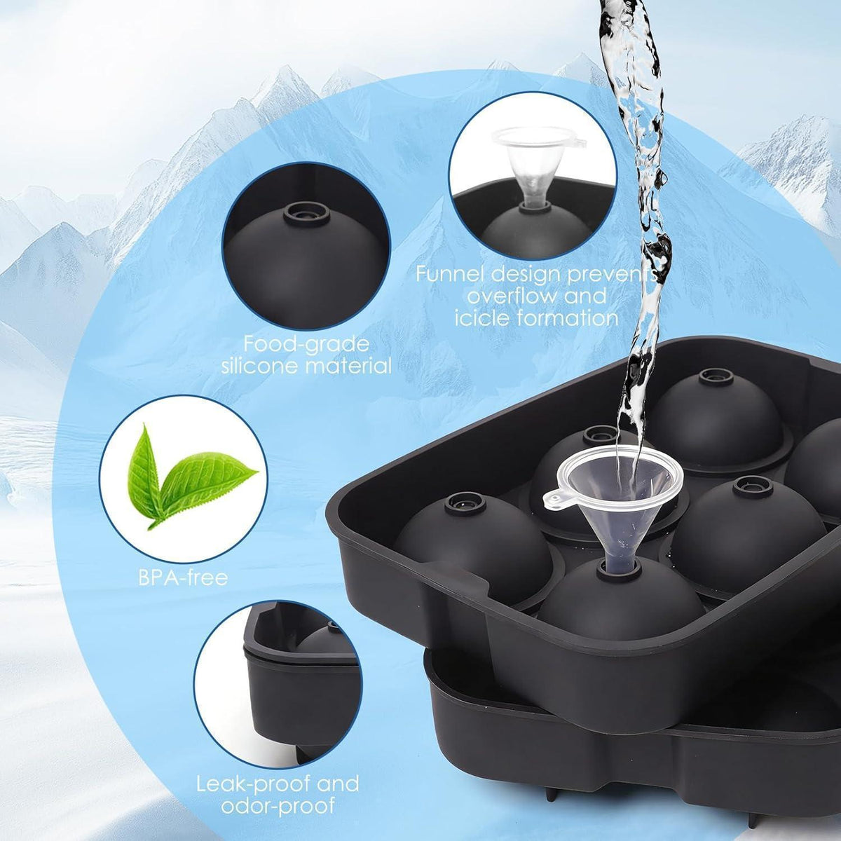 Silikon Eiswürfelform mit Deckel - Große Würfel für Cocktails