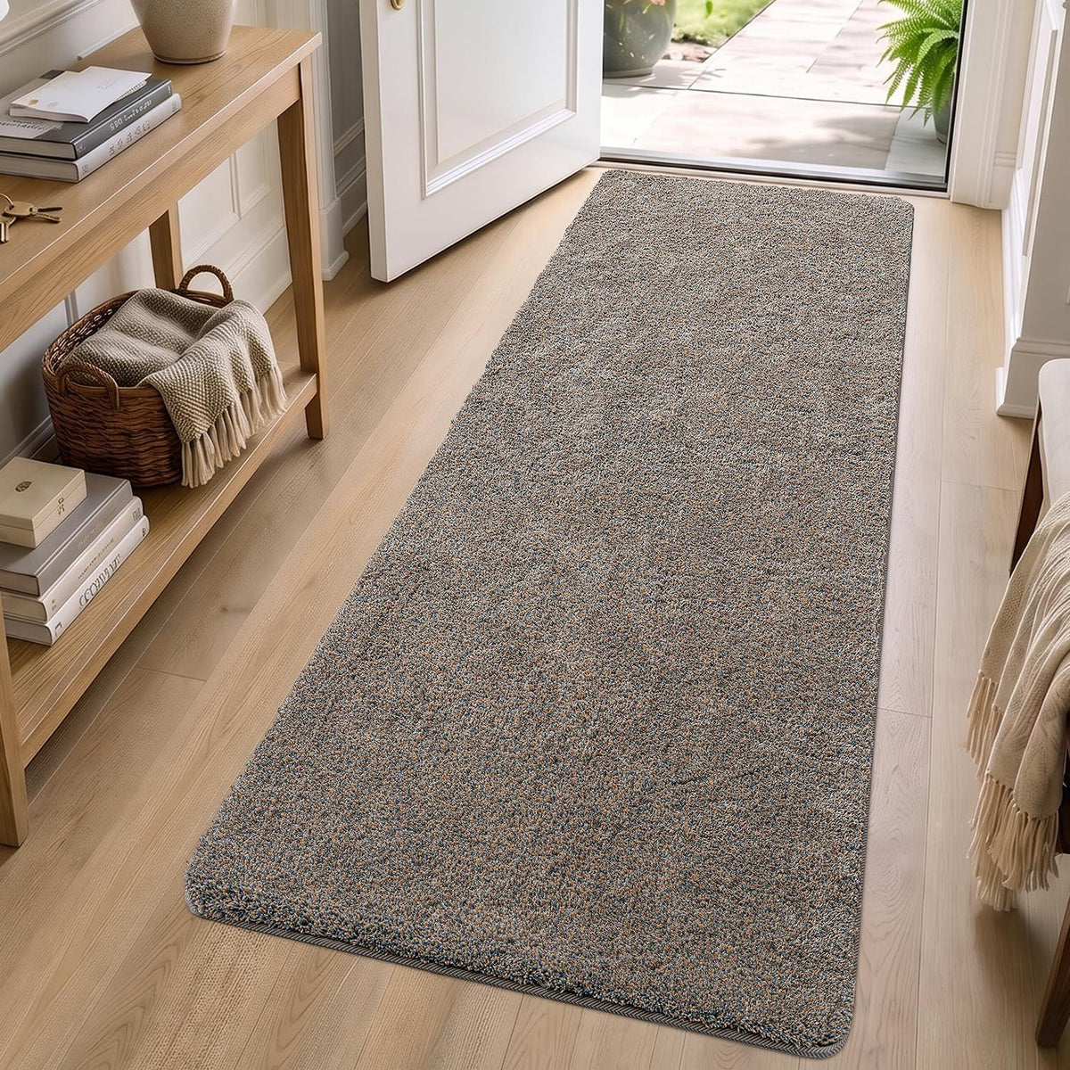 Flur Läufer Teppich rutschfest Braun-Blau 80x250 cm