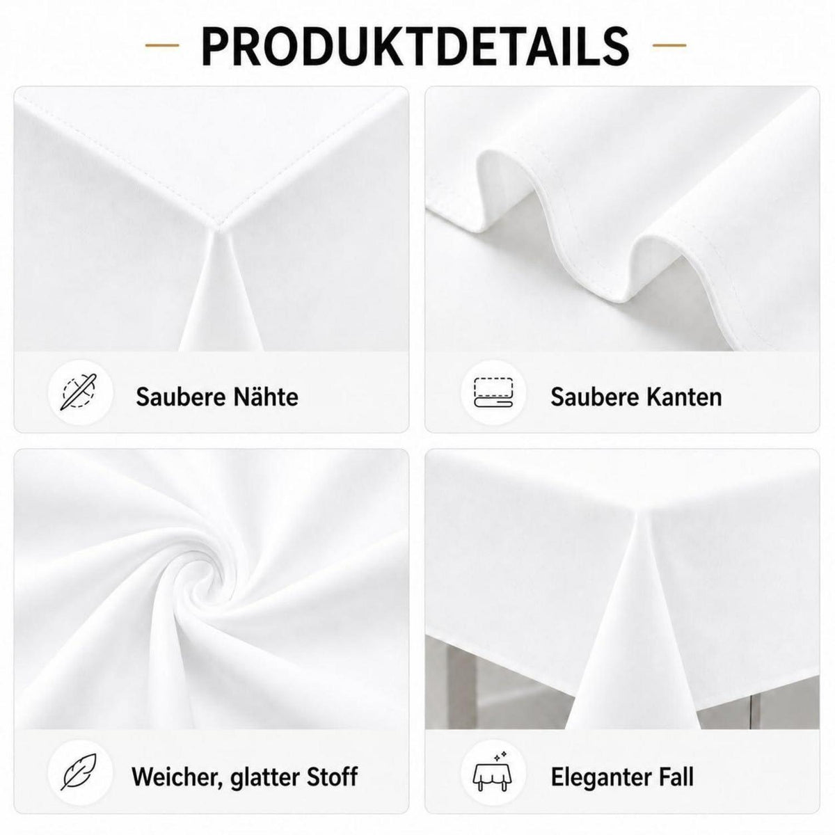 Weißes Tischdecken-Set 6er Pack, 229x396 cm, Rechteckig