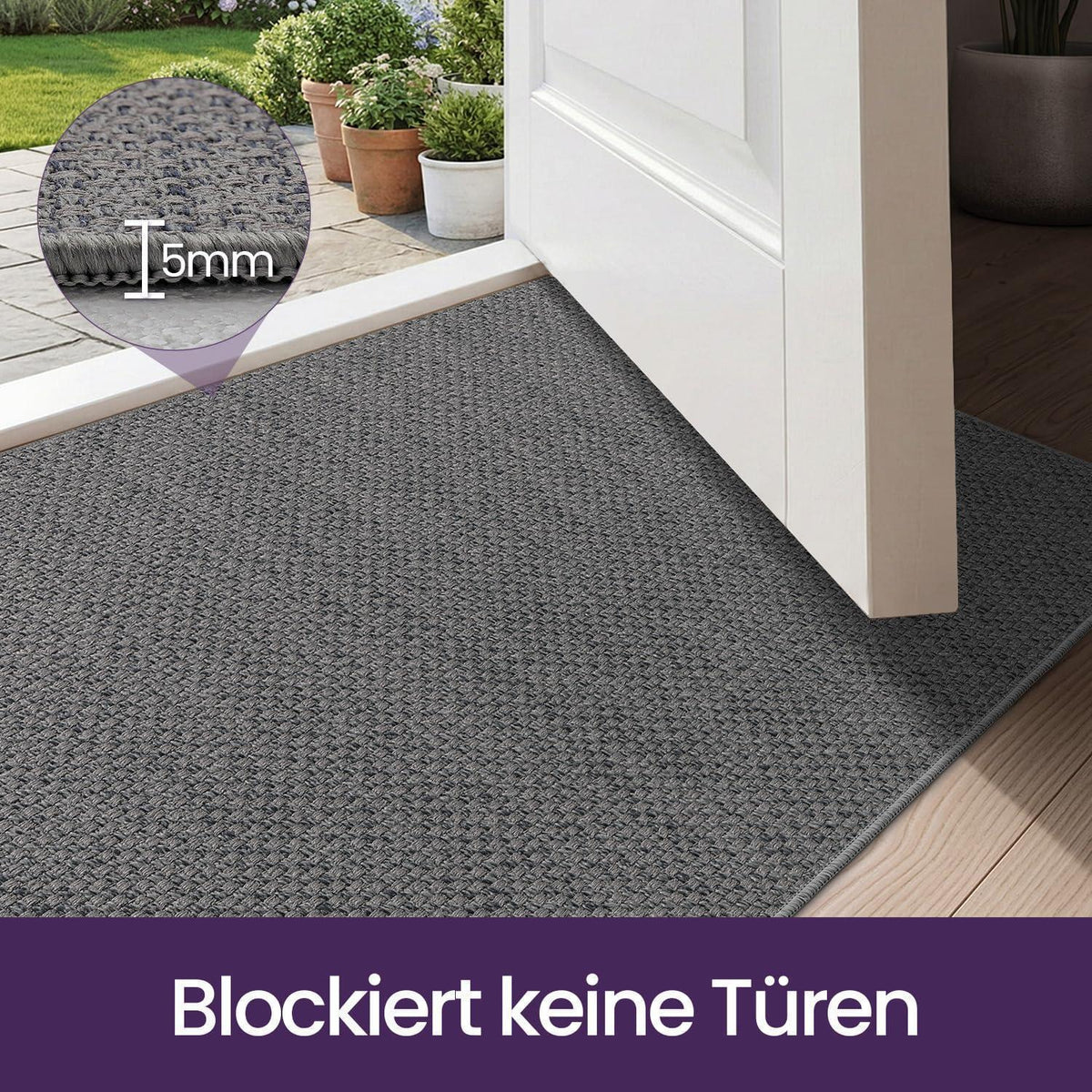 Graue Fußmatte Innen 120x180 cm – Rutschfest & Sauberlauf