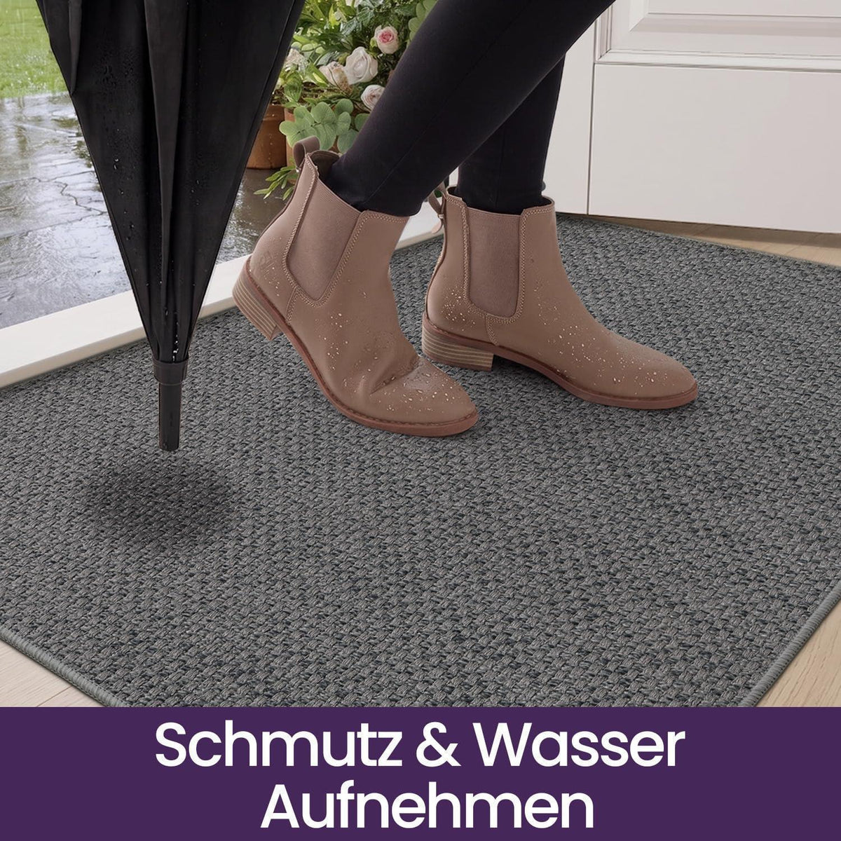 Graue Fußmatte Innen 120x180 cm – Rutschfest & Sauberlauf