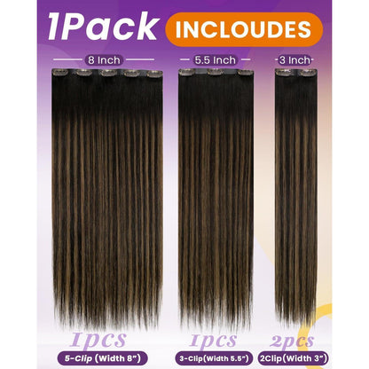 Echthaar Clip-in Extensions Braun Balayage 40cm