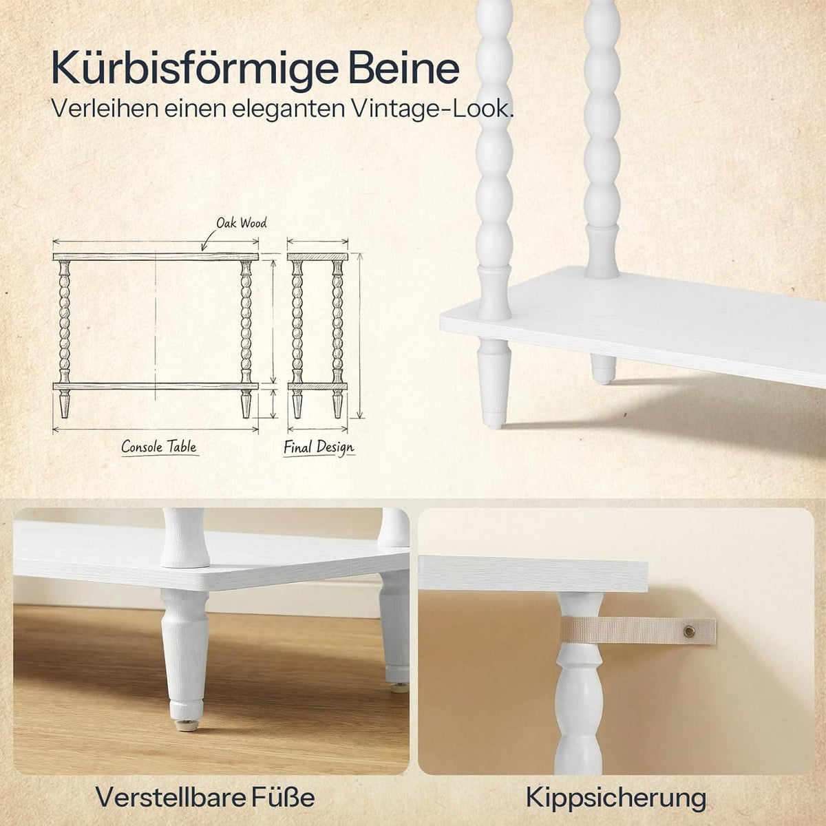 Konsolentisch 100 cm – Weißer Flurtisch mit Ablagefläche