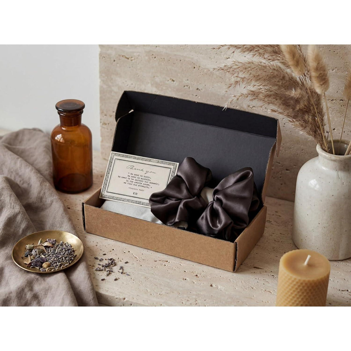 Wildschweinborsten Haarbürsten Set mit Satin Scrunchies & Geschenkbox