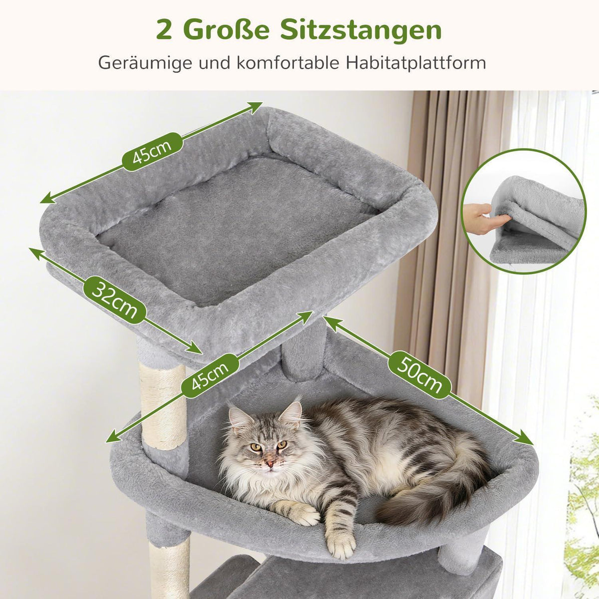 XXL Kratzbaum für Große Katzen | 215cm, Stabil & Mit Häusern