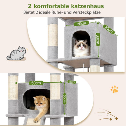 XXL Kratzbaum für Große Katzen | 215cm, Stabil & Mit Häusern