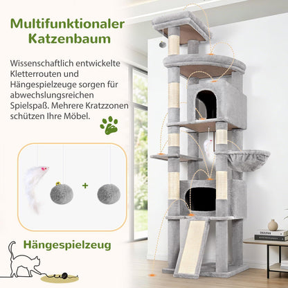 XXL Kratzbaum für Große Katzen | 215cm, Stabil & Mit Häusern