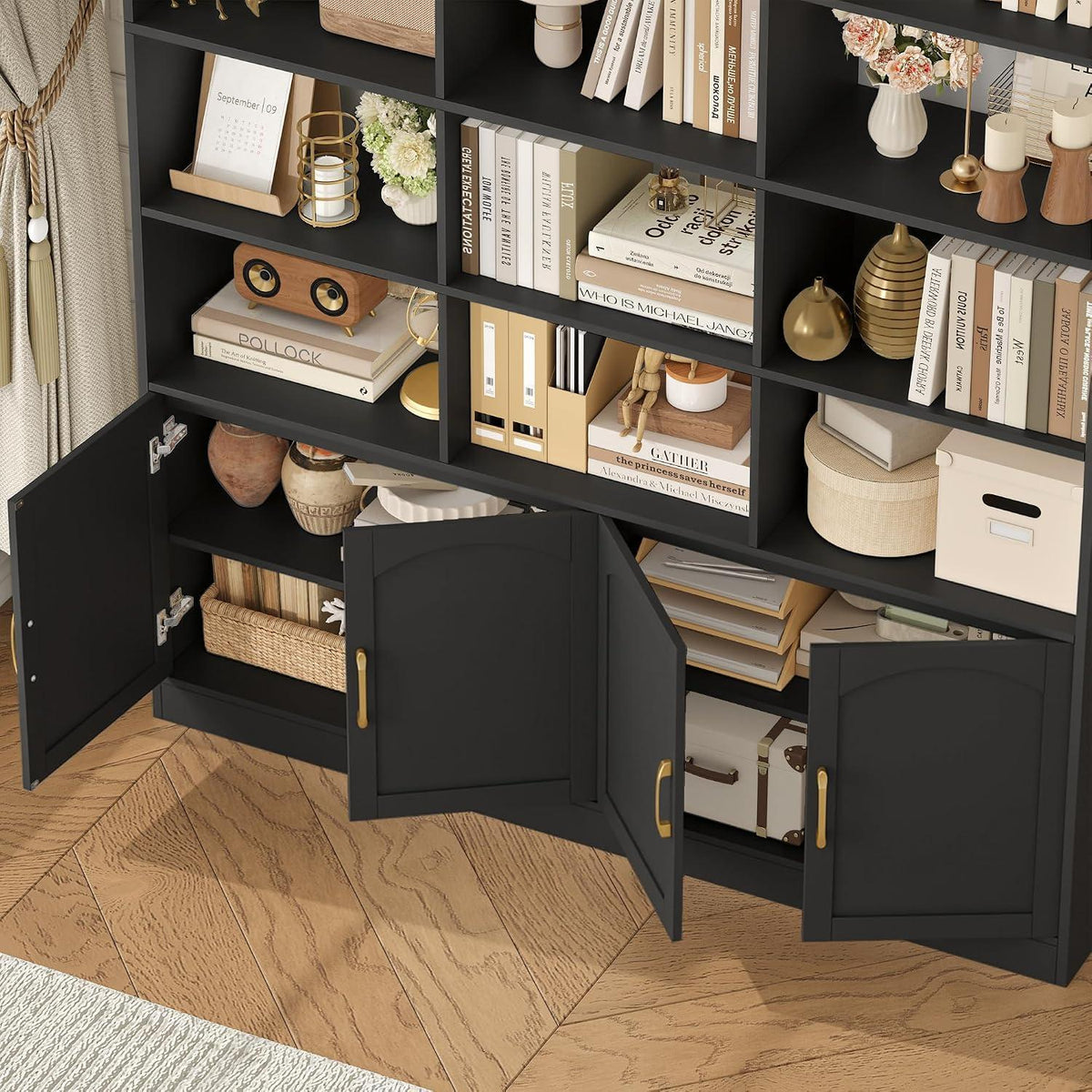 Hochschrank mit Türen & 15 Fächern – Bücherregal 209 cm