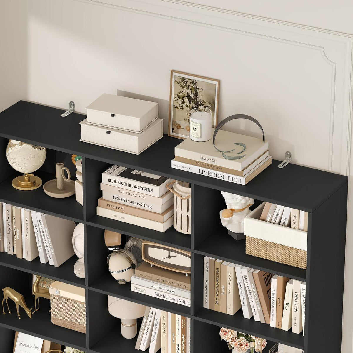Hochschrank mit Türen & 15 Fächern – Bücherregal 209 cm