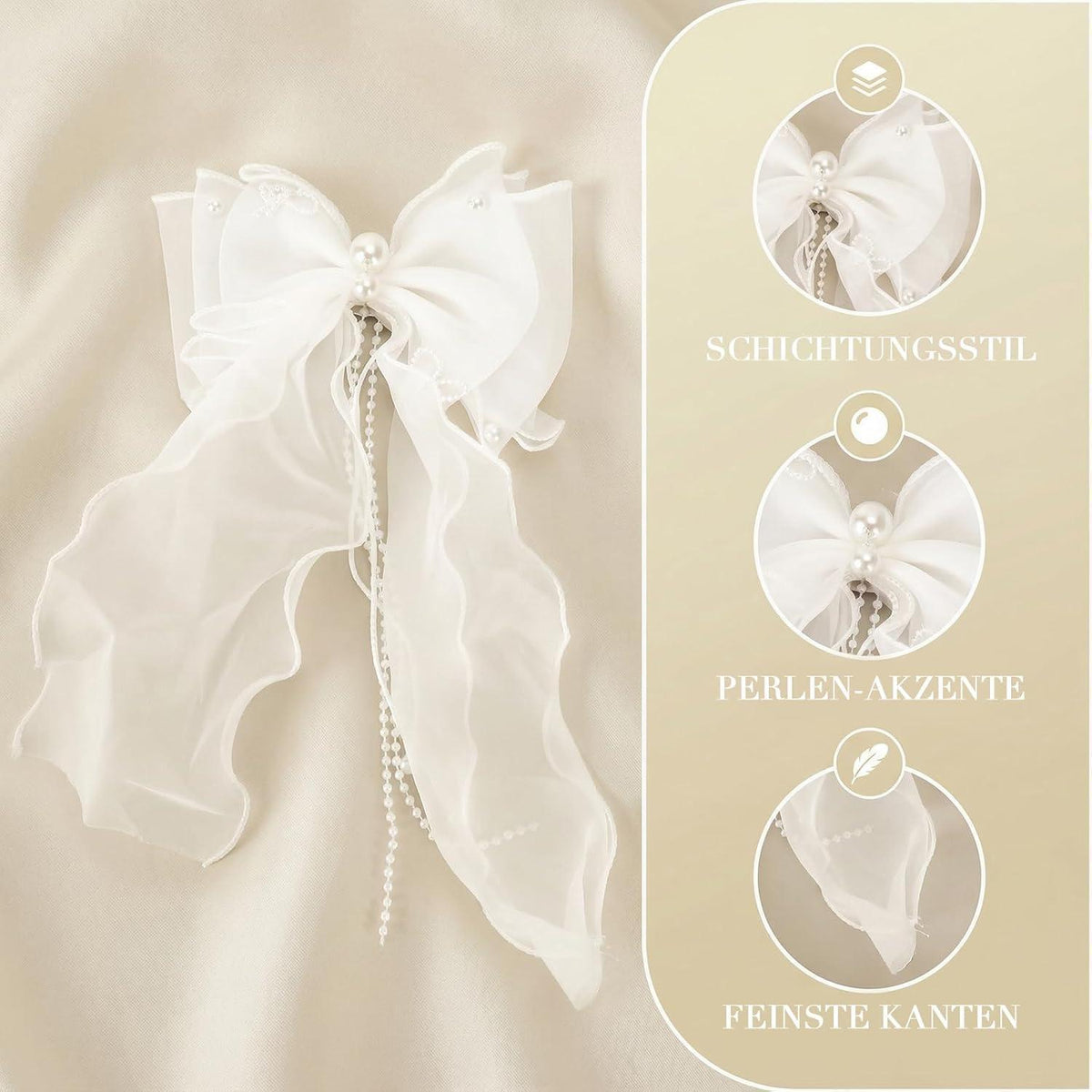 Kommunion Haarschmuck Mädchen mit Schleife und Perlen