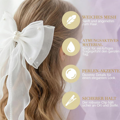 Kommunion Haarschmuck Mädchen mit Schleife und Perlen
