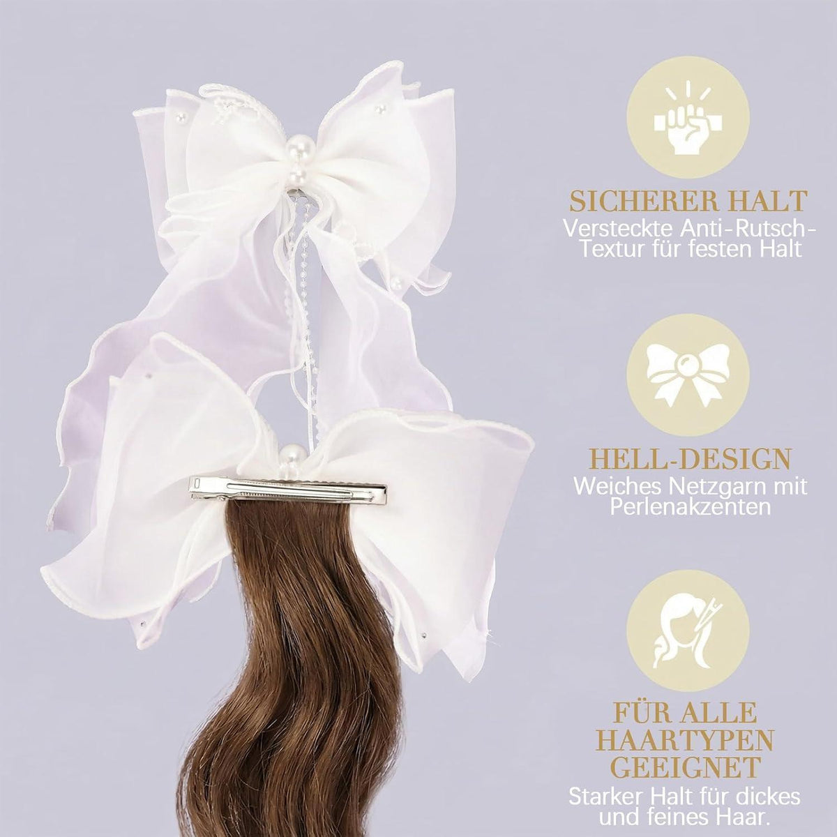 Kommunion Haarschmuck Mädchen mit Schleife und Perlen
