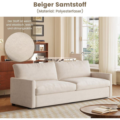 3-Sitzer Stoffsofa Cremeweiß – Modernes Wohnzimmer Sofa