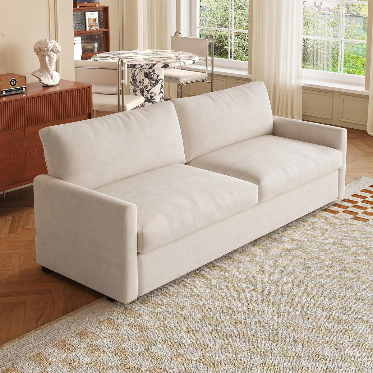 3-Sitzer Stoffsofa Cremeweiß – Modernes Wohnzimmer Sofa