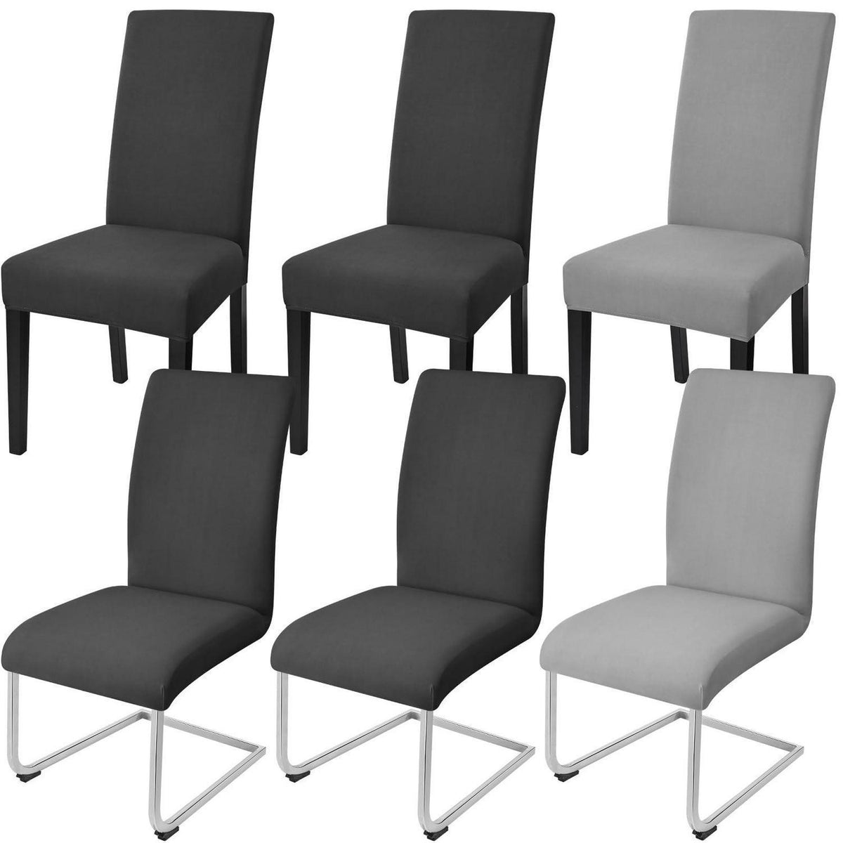 Stuhlhussen Set 6-teilig - Dunkelgrau & Hellgrau