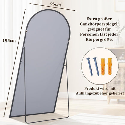 Großer Ganzkörperspiegel 195x95 cm mit Ständer – Stehend & Hängend