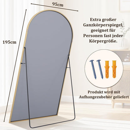 Großer Ganzkörperspiegel 195x95 cm mit Ständer – HD Standspiegel