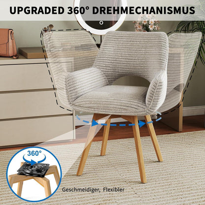 360° Drehbarer Esszimmerstuhl mit Armlehnen, Taupe