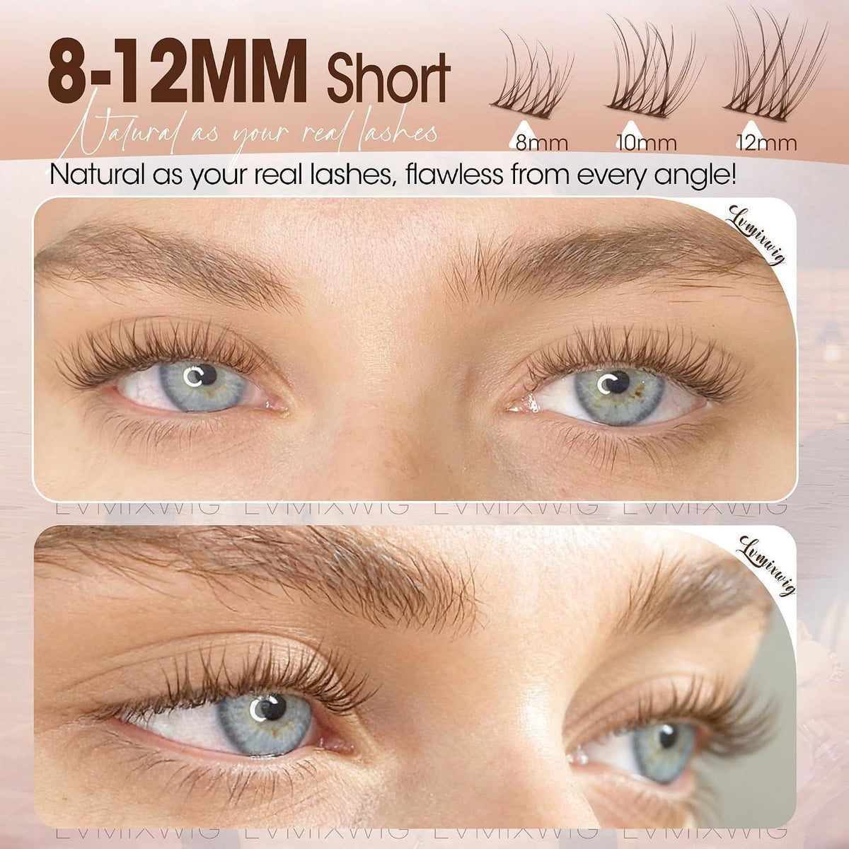 Braune Wimpern Cluster Set 8-12mm – Natürliche Kurz Wimpernverlängerung