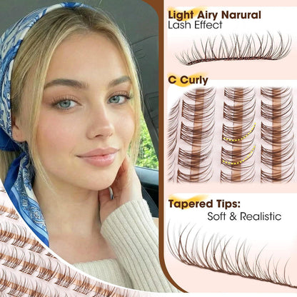 Braune Wimpern Cluster Set 8-12mm – Natürliche Kurz Wimpernverlängerung