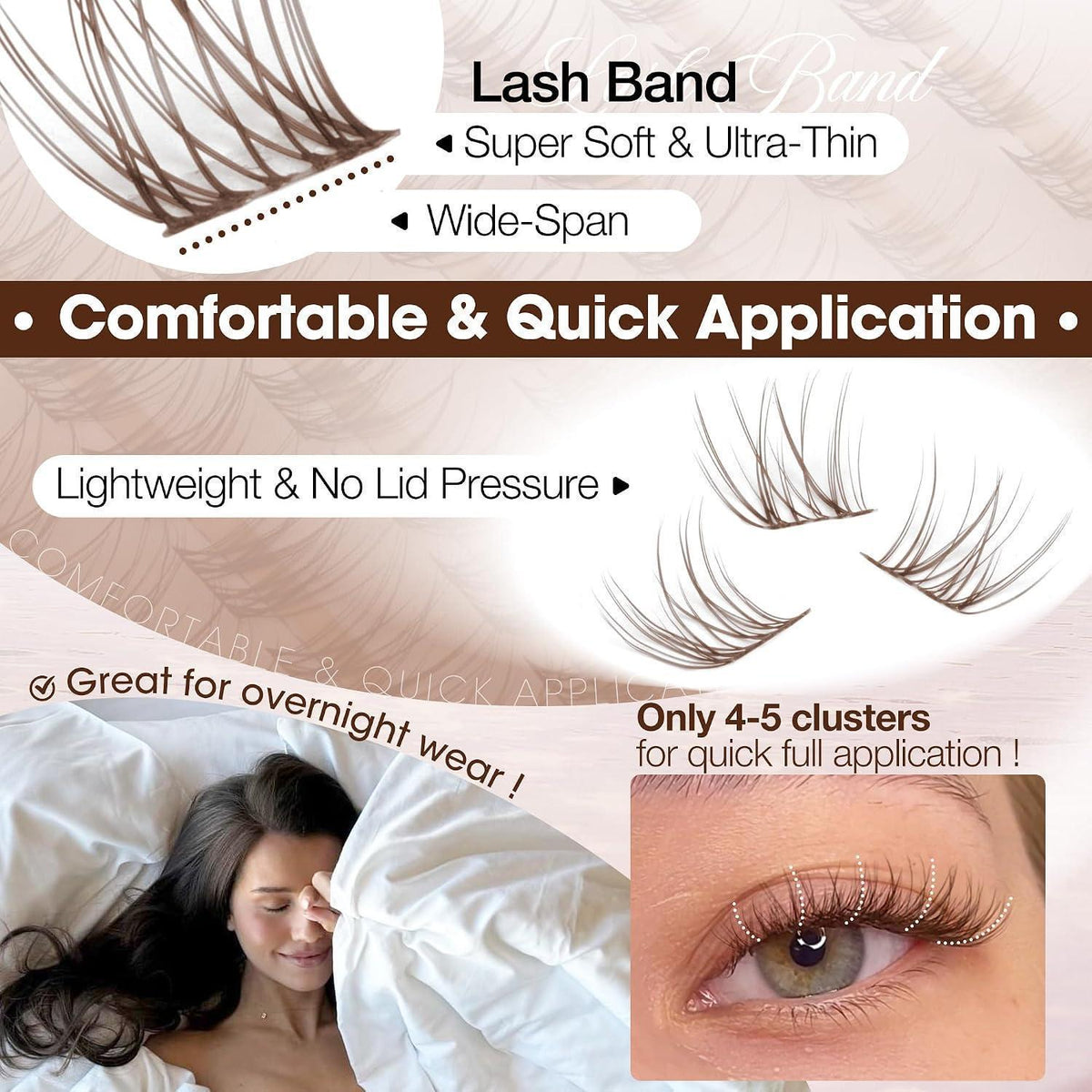 Braune Wimpern Cluster Set 8-12mm – Natürliche Kurz Wimpernverlängerung