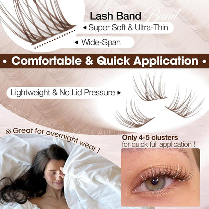 Braune Wimpern Cluster Set 8-12mm – Natürliche Kurz Wimpernverlängerung